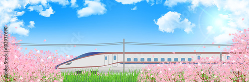 新幹線　桜　北陸　背景