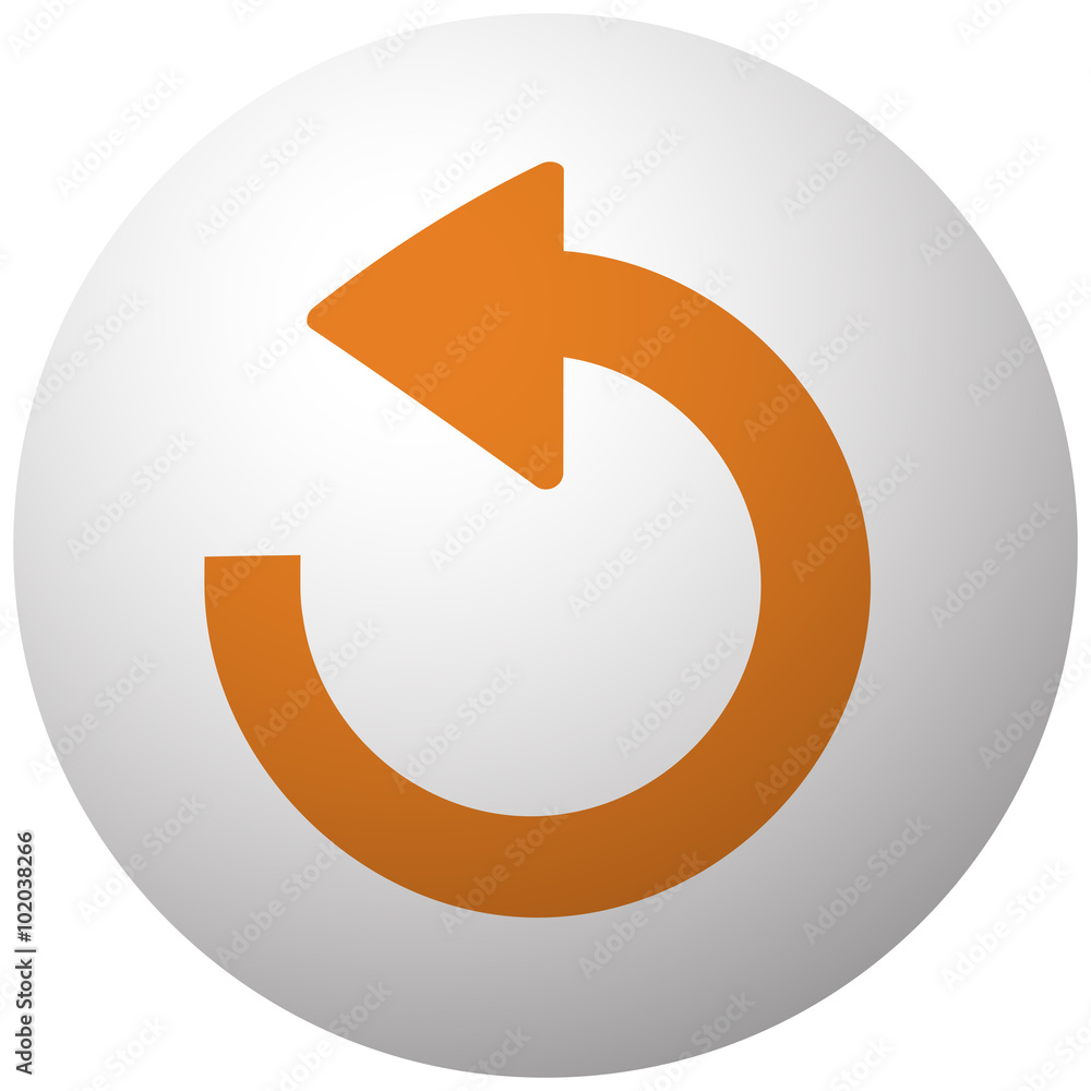 Orange Undo icon on sphere isolated on white background Orange Undo icon on sphere isolated on white background