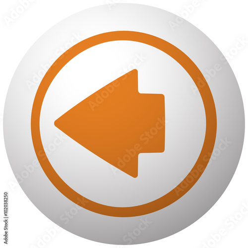 Free Download Orange Arrow Left icon on sphere isolated on white background - GFXLoad