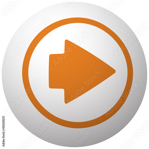Orange Arrow Right icon on sphere isolated on white background