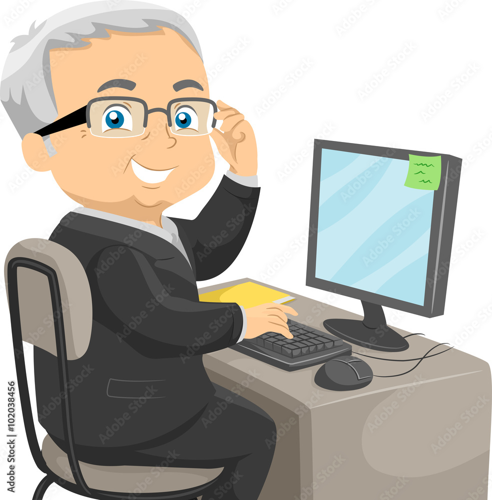 Senior Man Computer Businessman
