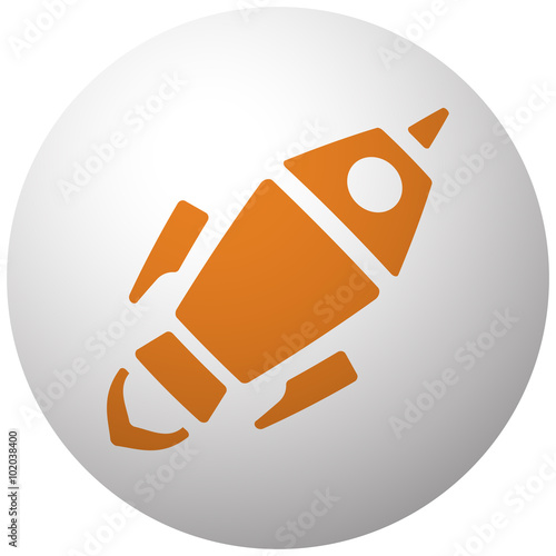 Orange Rocket Launch icon on sphere isolated on white background