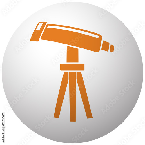 Orange Telescope icon on sphere isolated on white background