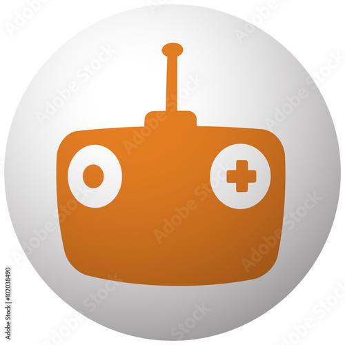 Orange Radio Control icon on sphere isolated on white background