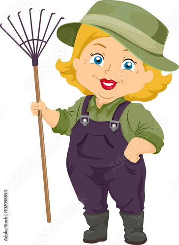 Senior Woman Gardening Rake