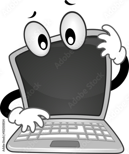 Mascot Laptop Confused
