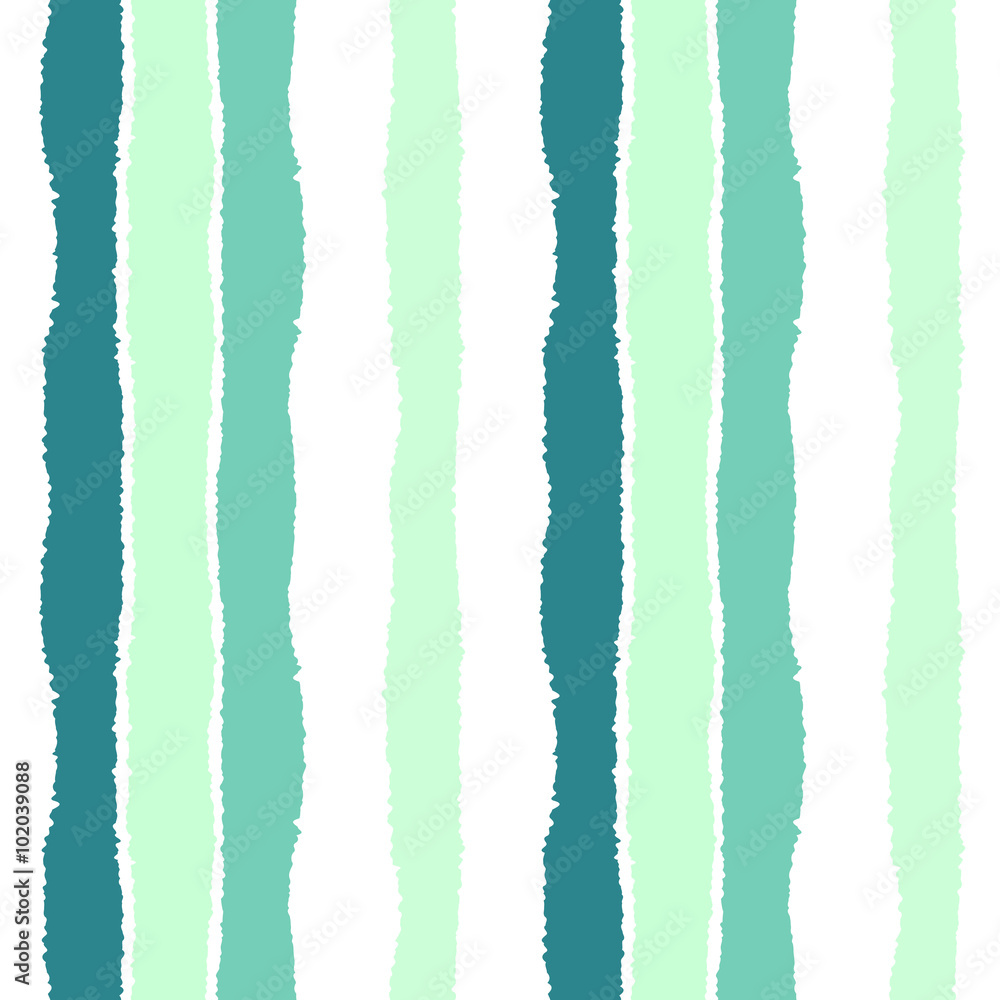 Striped seamless pattern. Vertical wide lines with torn paper effect. Shred edge band background. Turquoise, blue, white contrast colors. Vector Striped seamless pattern. Vertical wide lines with torn paper effect. Shred edge band background. Turquoise, blue, white contrast colors. Vector