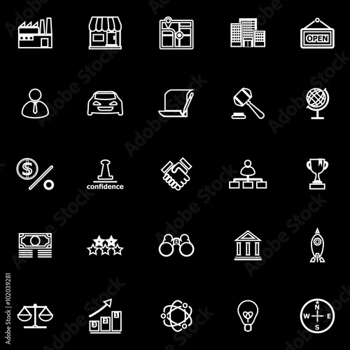 Franchise line icons on black background