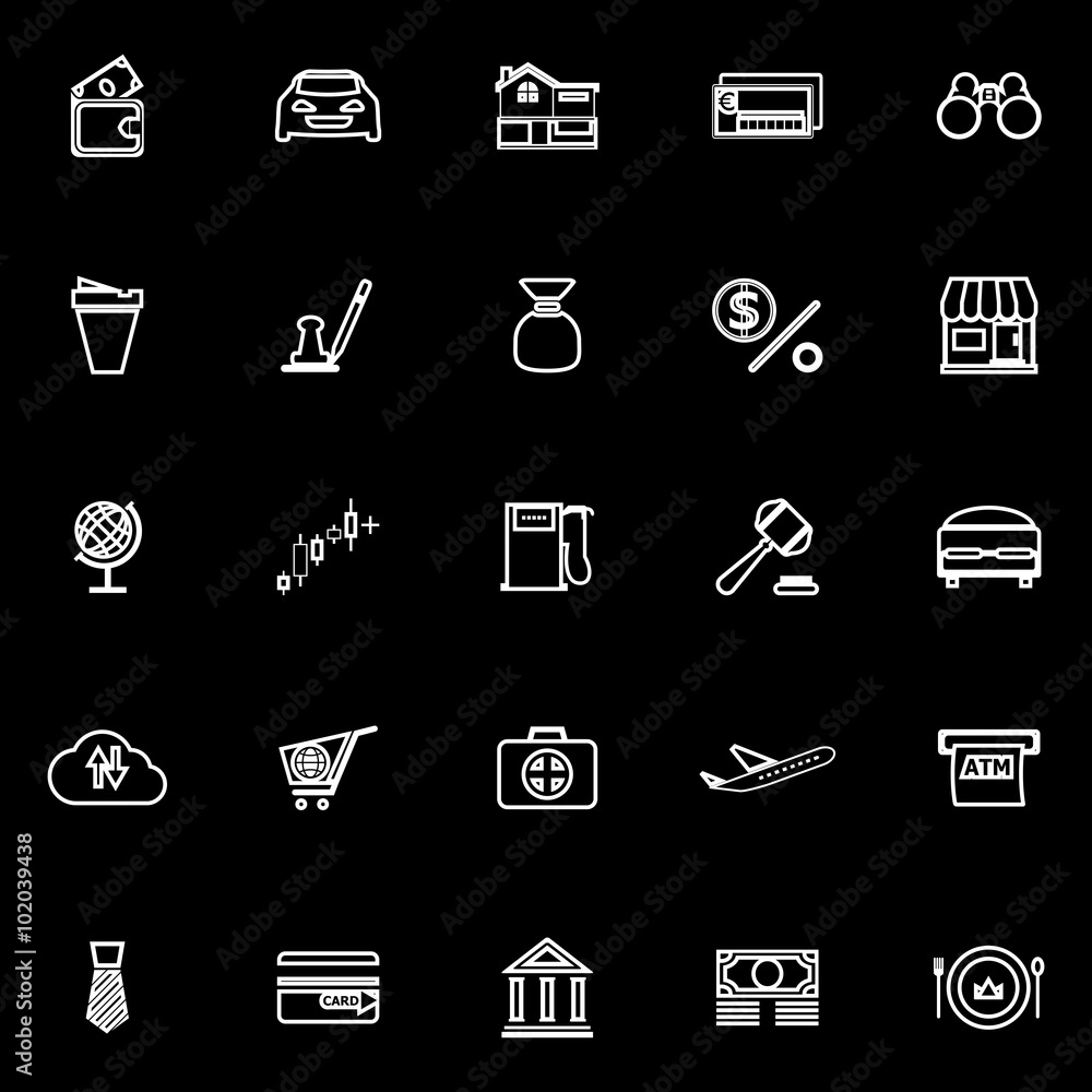 Fototapeta premium E wallet line icons on black background