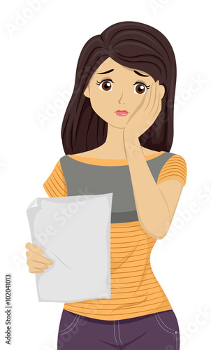 Girl Teen Result Paper Sad