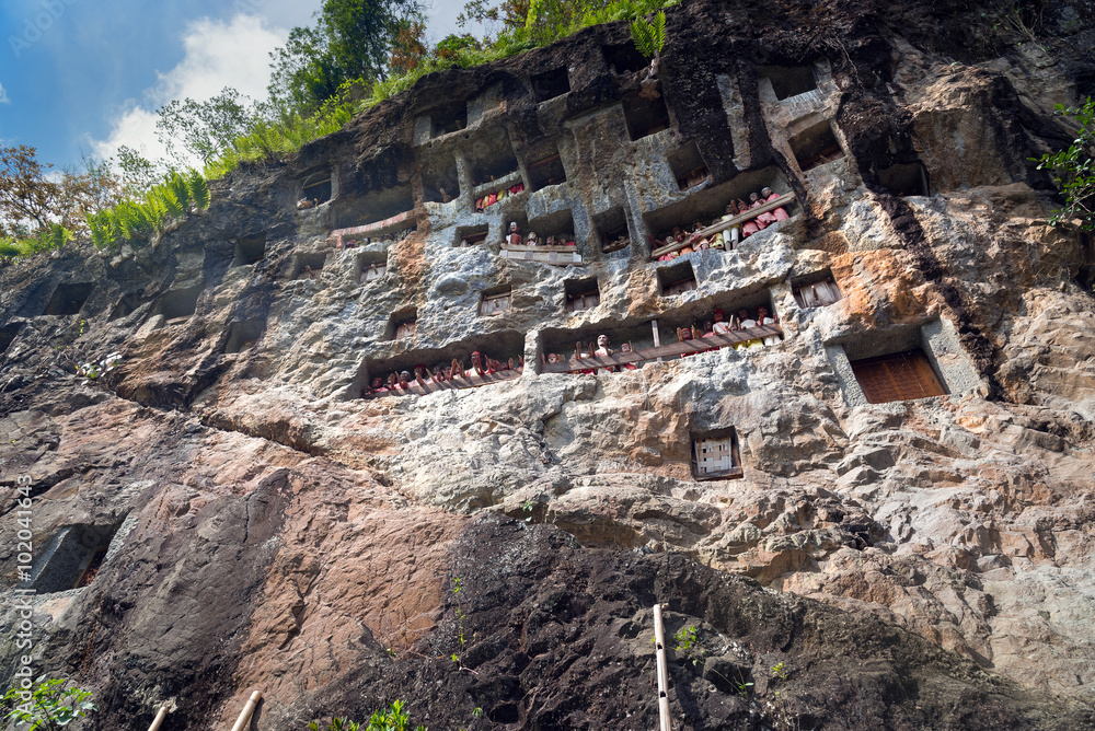 Lemo is cliffs burial site in Tana Toraja, South Sulawesi, Indonesia