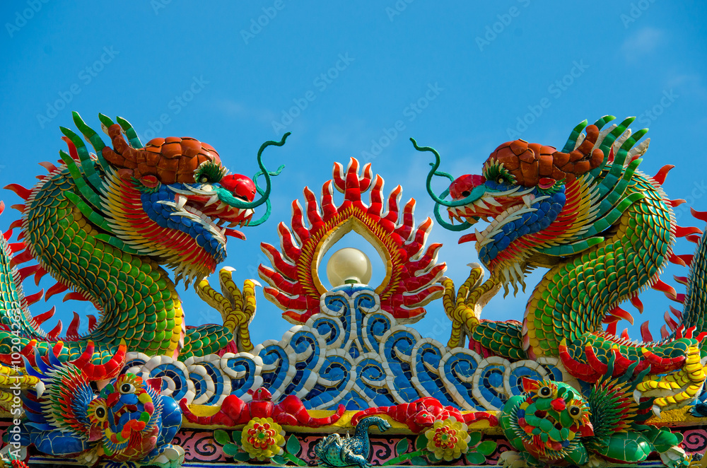 custom made wallpaper toronto digitalDragon sculpture at chinese temple in Thailand