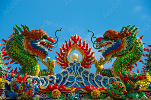 Wallpaper Mural Dragon sculpture at chinese temple in Thailand Torontodigital.ca