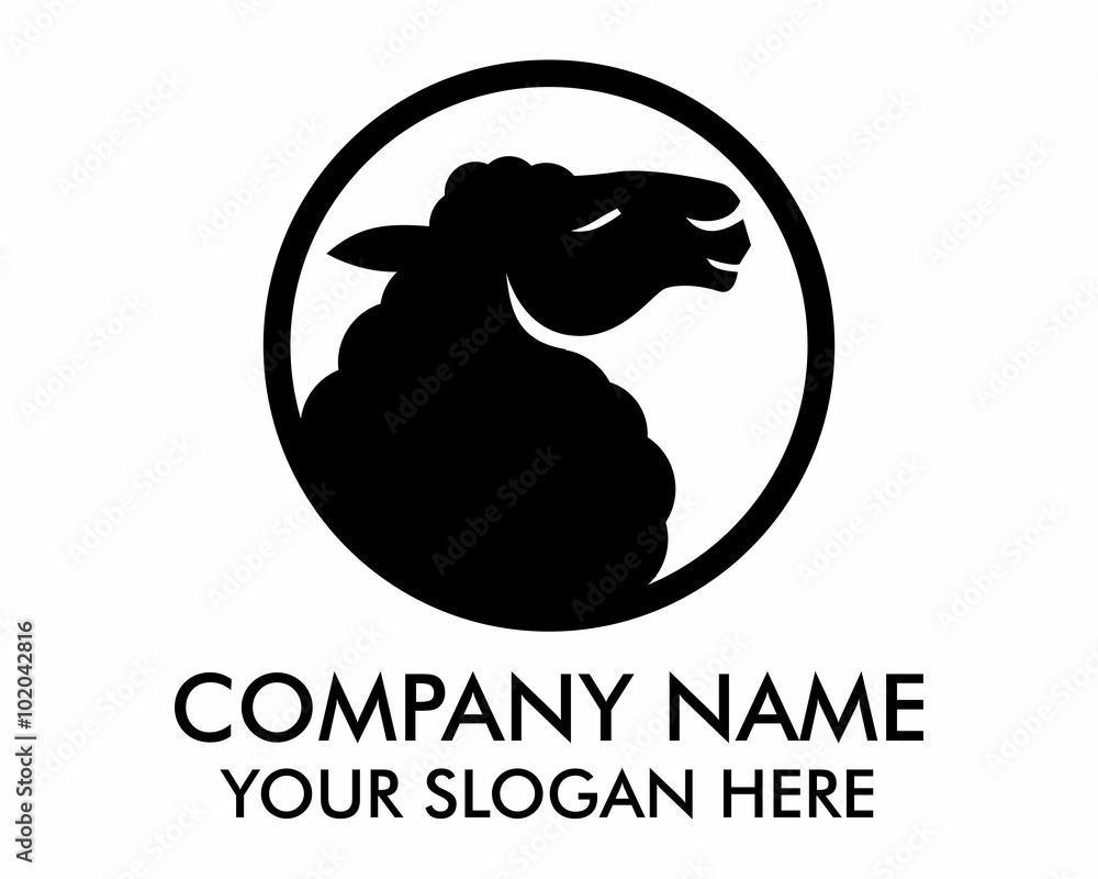 Naklejka premium logo wektor sylwetka czarna owca