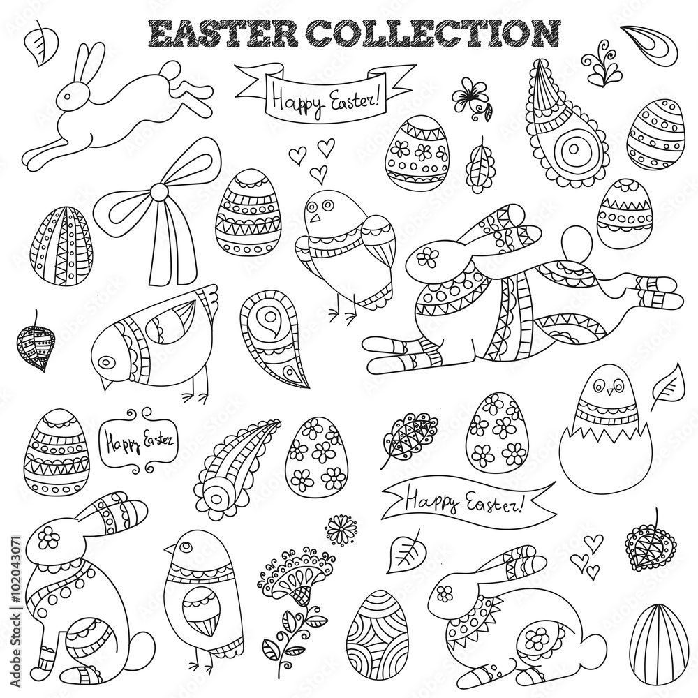 Doodle easter vector collection Doodle easter vector collection