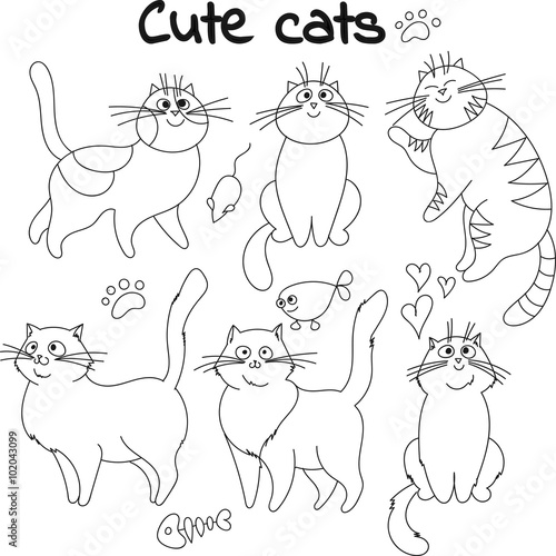 Collection of sketched cats