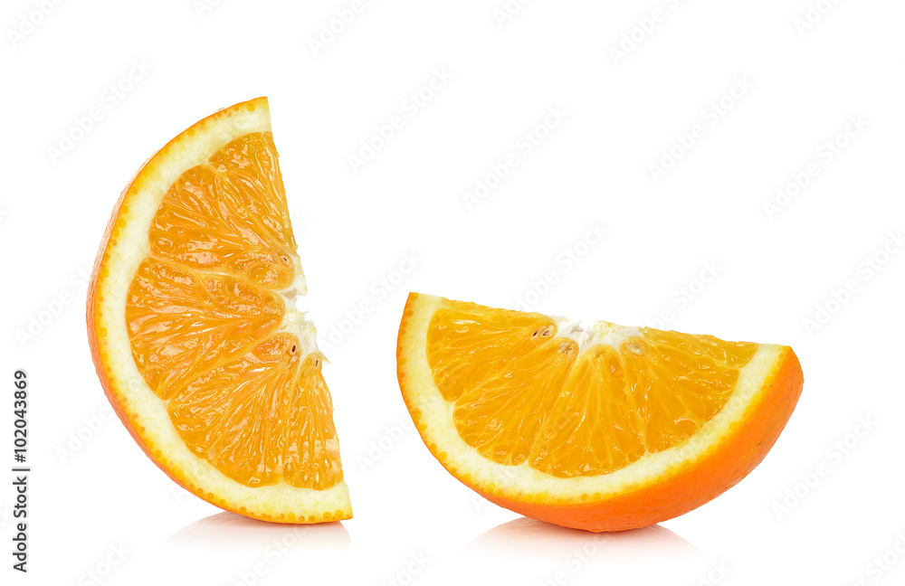 Sliced of orange fruit isolated on the white background Sliced of orange fruit isolated on the white background