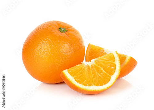 Fototapeta Naklejka Na Ścianę i Meble -  Sliced of orange fruit isolated on the white background