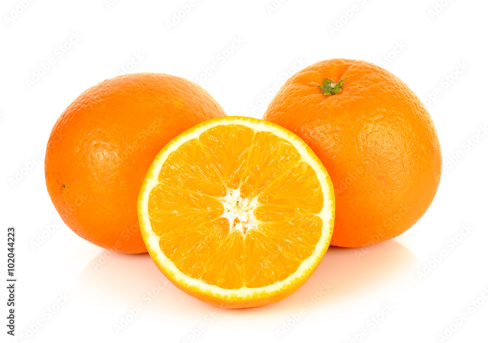 Orange fruit isolated on the white background Orange fruit isolated on the white background