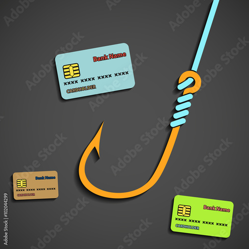 Fishhook and bank cards.