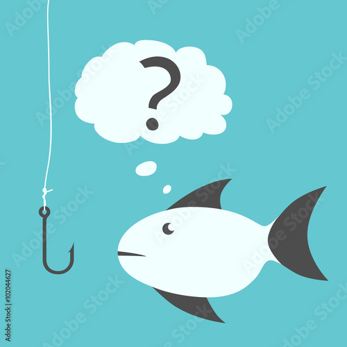Thoughtful fish and fishhook