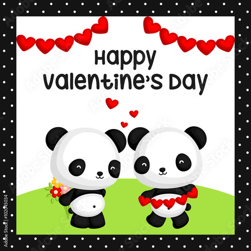 Fototapeta Naklejka Na Ścianę i Meble -  Panda Valentine Card