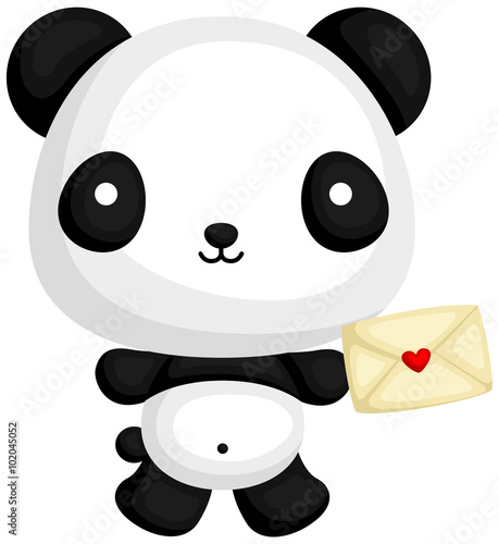 Fototapeta Naklejka Na Ścianę i Meble -  Cute Panda with Love Letter