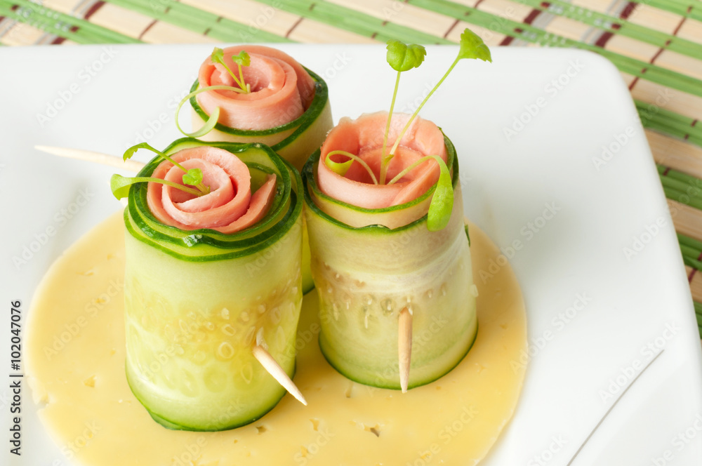 Cucumber rolls with pate Cucumber rolls with pate