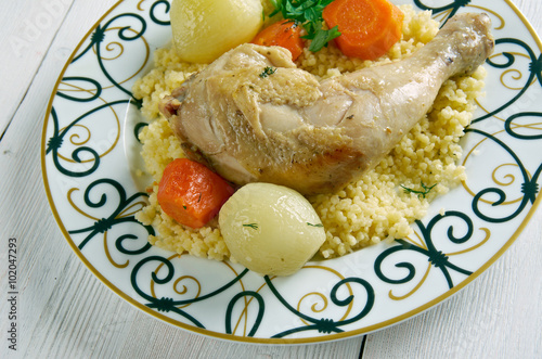 Maftul  chicken couscous photo