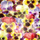 Seamless pattern with pansy flowers. Vector illustration, EPS 10