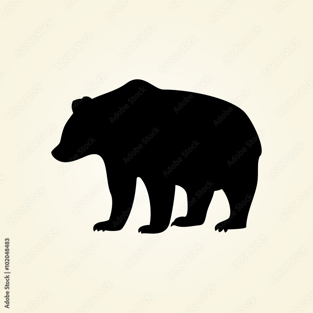 Fototapeta premium silhouette bear on a cream background,vector illustration