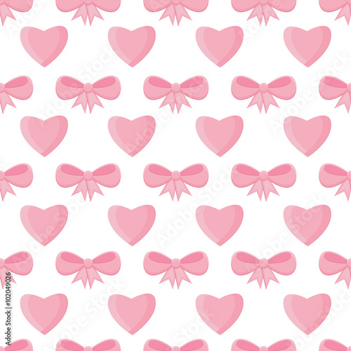 Seamless pattern with hearts and bows for Valentine's Day