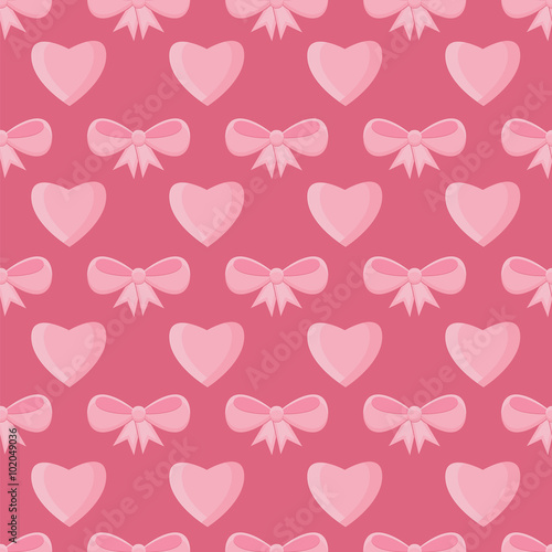 Seamless pattern with hearts and bows for Valentine's Day