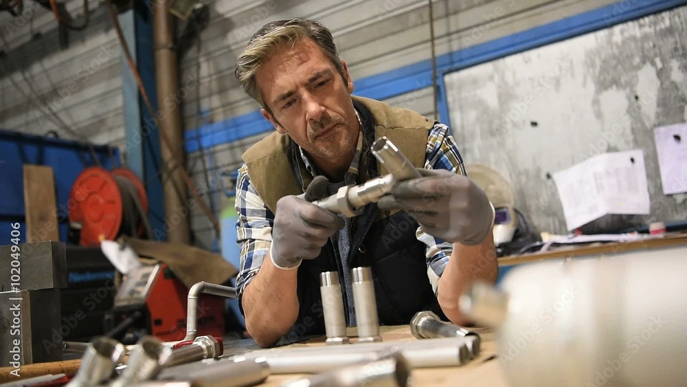Worker in metallurgy workshop Worker in metallurgy workshop