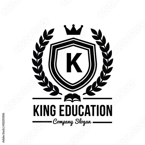 King education logo luxury crest brand identity for school and education business