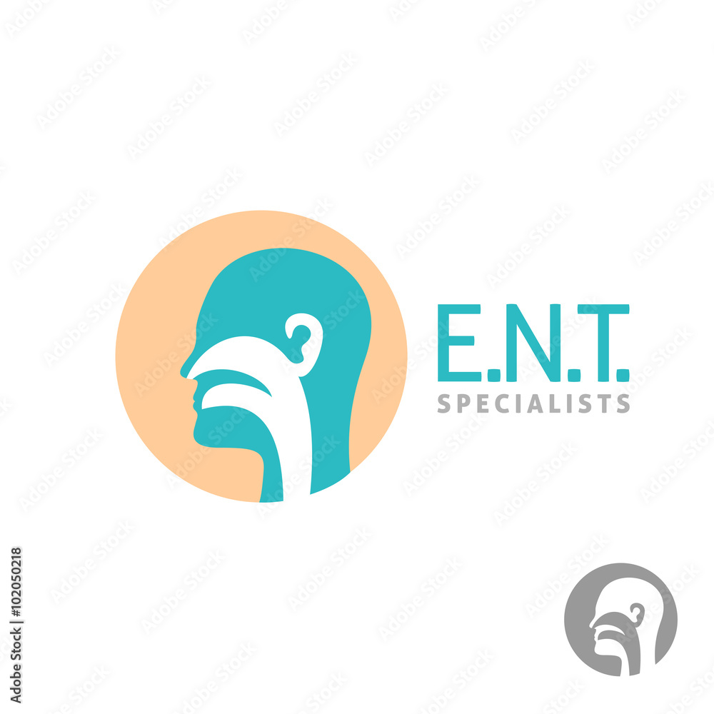 Ταπετσαρία ENT logo template. Head silhouette sign for ear, nose, throat do