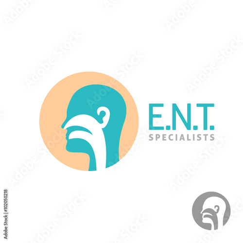 ENT logo template. Head silhouette sign for ear, nose, throat do