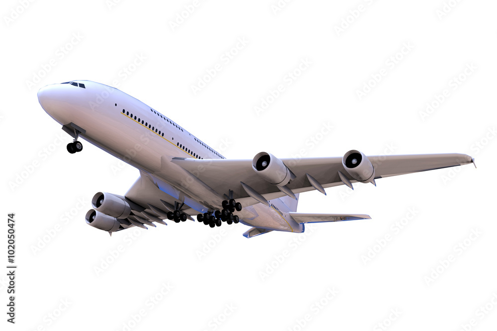 Airplane in close-up landing isolated Moving Up and High Angle side View Airplane in close-up landing isolated Moving Up and High Angle side View