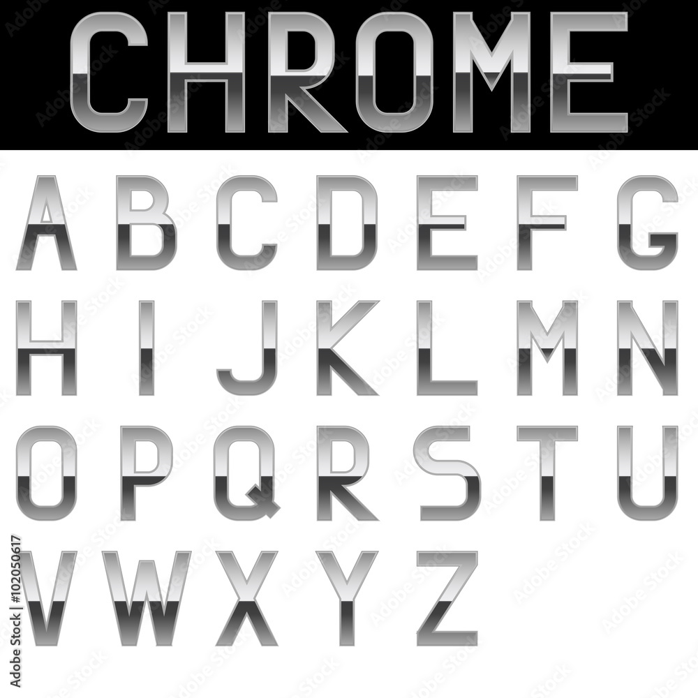 Kameel zacht zoals dat Alphabet. Chrome letters. Stock Vector | Adobe Stock