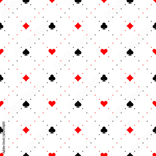 Playing card suits signs seamless pattern background