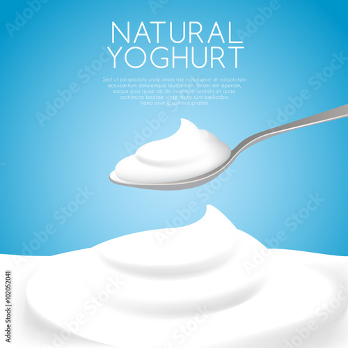 A Spoon of Natural Yogurt : Vector Illustration