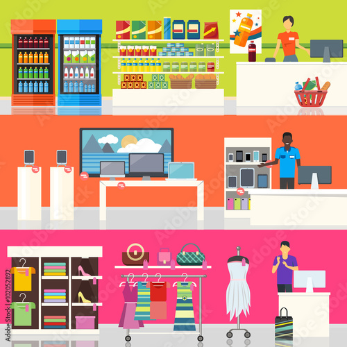 People in Supermarket Interior Design
