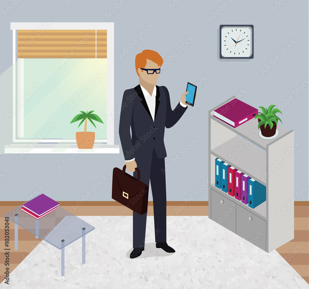 Isometric Man Office Work Interior Design Isometric Man Office Work Interior Design