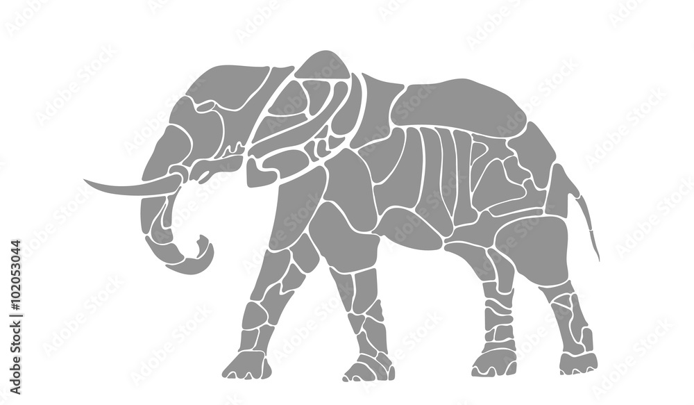 Fototapeta premium Logo with splitted elephant silhouette 