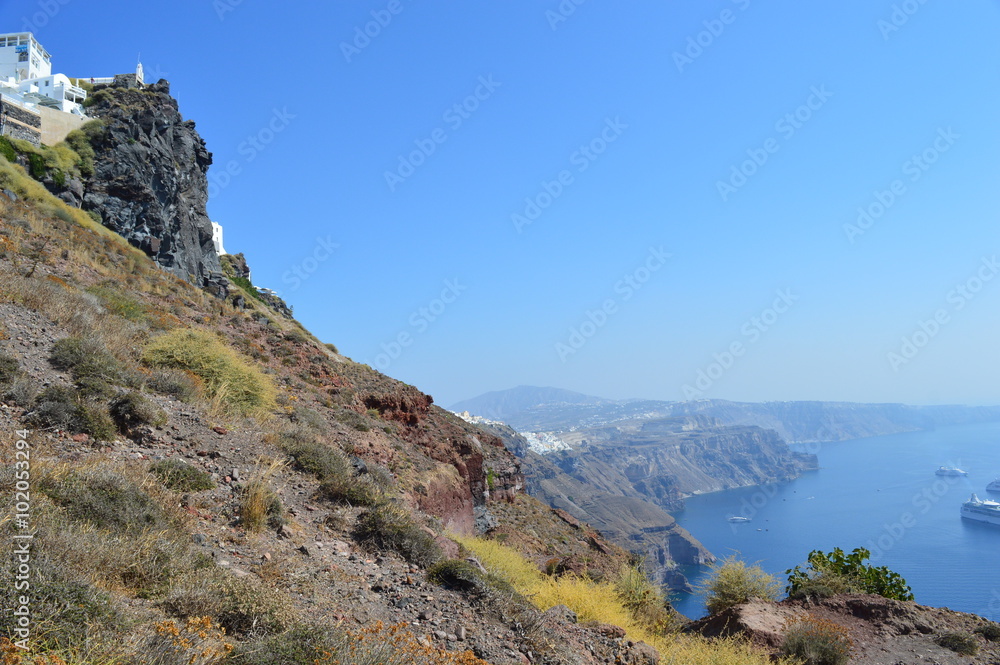 Fototapeta premium A flanc de falaise - Santorin