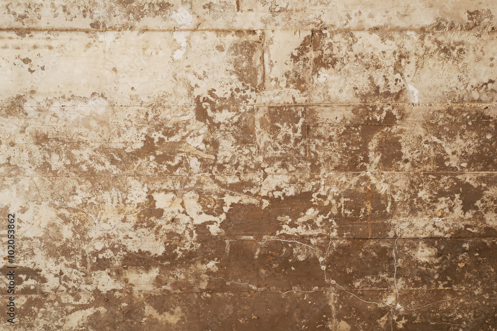 texture of wooden formwork stamped on a grunge concrete wall as background