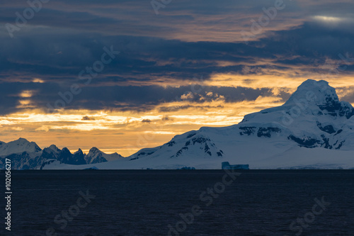 Sun set in Gerlache Strait photo