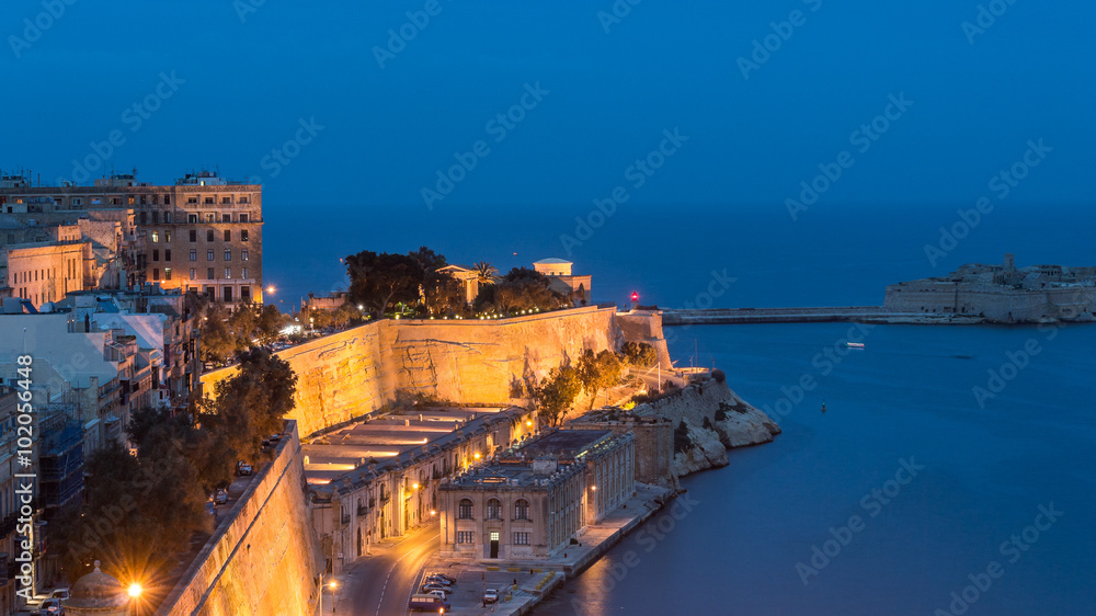 Quarry Wharf by night, Valletta