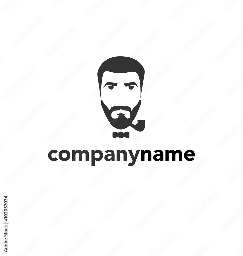 man with a beard and mustache logo template