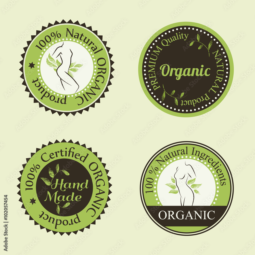 Organic cosmetics round badges Organic cosmetics round badges